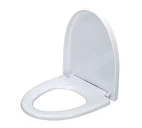Elongated Plastic Toilet Seat, Quiet Toilet Seat Cover, Adjustable Hinge, Regular Duty Residential or Light Weight Commercial Use, White