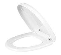 Elongated Slow-Close White Toilet Seat with Cover Soft Close, Easy to Install, Plastic, Suitable to Elongated or Oval Toilets (White A)