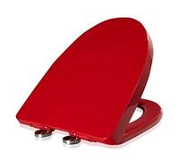 Elongated Soft Close Toilet Seat with Strong Hinges, Never Loosen, Solid Structure, Blue (Red)