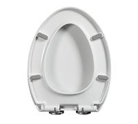 Elongated Soft Close Toilet Seats with Quick Release, Simple Top Fixing Hinge, PP Materials Toilet Lid with 360° Adjustable Hinges, V Shape Loo Seat White, 36x45cm
