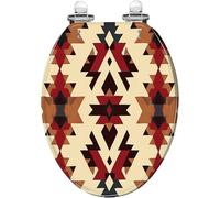 Elongated Southwestern Tribal Toilet Seat Quietly Close Quick Release Hinges Cover Bumpers Resin Native American Navajo Decorative Easy Install Clean