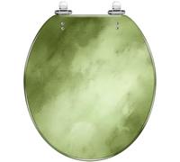 Elongated Toilet Seat Alcohol Ink Texture Emerald Ocean Surf Paint Alcohol Ink Spots Sea Resin Toilet Seat Quietly Close Quick Release Hinges with Cover Bumpers Style 1 Round