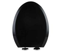 Elongated Toilet Seat Cover, Standard Size, Thickened Design, Quiet Slow Close Lid, Ideal for Family & Hotel Use, & Comfortable (Black V)