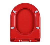 Elongated Toilet Seat, Quiet Slow Soft Close Toilet Lid Plastic, Never Come Loose, Easy Installation and Quick, Fits Family Hotel Apartment Office Building (Red)