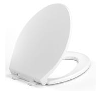 Elongated Toilet Seat, Soft-Slow Close, Oval(Oblong) Toilet Seat For Elongated Toilets, Quiet-Close Lid And Seat, Easy To Install And Clean, Never Loosen, White(18.5")