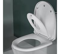 Elongated Toilet Seat Soft Slow Close Toilet Lid Cover Will Never Loosen Toilet Seats with Built in Potty Training Seat, Fits Both Adult and Child//V Type, White,White-Smaller U Type