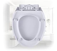 Elongated Toilet Seat with Cover Quiet Close, Slow Close Toilet Lid, One-Click to Quick Release, Easy Installation Never Loosen Hinge, Easy Cleaning, White