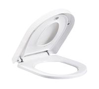 Elongated Toilet Seat with Cover Slow Quiet Close Durable Plastic White Toilet Lid with Quick Release Hinges, Easy to Install for Elongated Oval Toilets