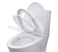 Elongated Toilet Seat with Cover Slow Quiet Close Toilet Lid Durable Plastic White Toilet Bowl Seat Easy to Install for Oval Toilets