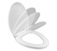 Elongated Toilet Seat with Cover Slow Quiet Close Toilet Lid Plastic White Toilet Bowl Seat Easy to Install for Oval Toilets