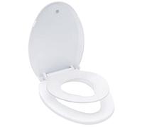Elongated Toilet Seat with Toddler Seat Built in Soft Close, Slow Close Family Toilet Seat with Potty Training Seat White