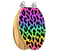 Elongated Wooden Toilet Seat Slow Quiet Close Quick-Release Hinges Easy Clean & Install Holographic Neon Rainbow Leopard Skin Seamless Gradient