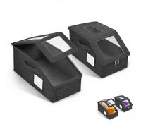 elook 2 Pcs Hat Storage Organizer, Stackable Hat Storage | with Lid, Cardboard, Clear Window for Home Storage, Baseball Cap Storage for Bedroom, Wardrobe, Closet