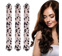 elook 3PCS Heatless Curlers, High Resilience Hair Rollers Lazy Heatless Blowout Rods, Soft Velvet Thick Flexi Rods with Hook, Women Long DIY Hair Styling Tools - Leopard