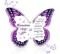 elook Gifts for Grandma, Beautiful Butterfly Acrylic Plaque Best Grandma Birthday Gift from Grandchildren, Granny Gifts on Her Birthday Mothers Day Christmas Valentines - Purple