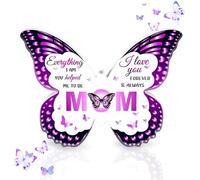 elook Gifts for Mum, Beautiful Butterfly Acrylic Plaque Best Mum Birthday Gift from Daughter Son on Her Birthday Mothers Day Christmas Valentines - Purple