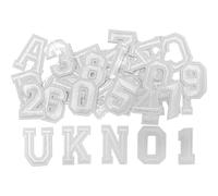 elook Iron On Numbers and Letters Patches, 2 Sets 72pcs Embroidered Alphabet A-Z 0-9 Applique, White Sew On/Iron On Fabric Stickers for Clothes, Jeans, Jackets, Hats, DIY Craft