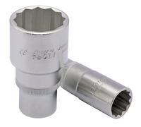 Elora 1/2"D 19mm Deep Bi Hexagon Socket Chrome Plated Knurled Ring 25119