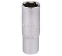 Elora 1/4"D 13mm Deep Socket Hexagon Chrome Plated 58733