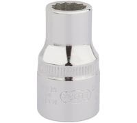 Elora Bi-Hexagon Socket 1/2"D 7/16" Chrome Plated Hardened And Tempered 24343