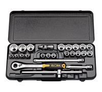 Elora Metric Socket Set 1/2"D Bi-hexagon 25 Piece Standard Length 50648