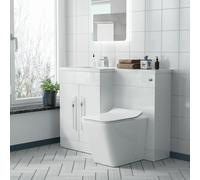 Elora White 1100 mm LH L-Shape Basin Vanity Unit WC BTW Rimless Toilet