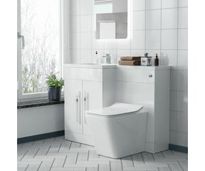 Elora White 1100 mm LH L-Shape Basin Vanity Unit WC BTW Rimless Toilet