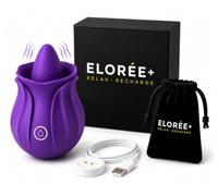 ELORÉE Rose Vibrator for Women, Tongue Licking Clitoral Stimulator with 10 Vibration Modes, Quiet USB Rechargeable, IPX6 Waterproof Silicone Rose Toy, Velvet Pouch Included