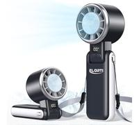 ELORTI Portable Fan, Handheld Fan with Turbo & Ice Cooling, 5-Speed 4000mAh Rechargeable, 3-in-1 Foldable Small Travel Hand Fan, Lightweight Compact & Quiet for Beach, Outdoor, for Women & Men -Black