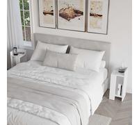 Elos' Modern Bedside Table Narrow Left and Right 2 Piece Decortie White 2 Pack