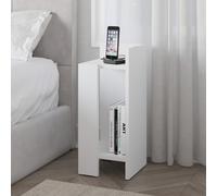 Decortie Bedside Table 27X25X60Cm Particleboard White, White