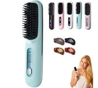 Eloura Berlin, 2025 Hair Brush, 3-in-1 Portable Brush Straightening/Curling/Drying, Wireless with 3 Heat Levels, Compact for Travel, Mini Hair Brush (D)