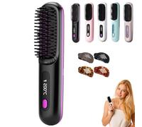 Eloura Berlin, 2025 Hair Brush, 3-in-1 Portable Brush Straightening/Curling/Drying, Wireless with 3 Heat Levels, Compact for Travel, Mini Hair Brush (A)