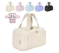 Elouva Toiletry Bag, Elouva Large-Capacity Open Travel Makeup Bag, 4-in-1 Waterproof Portable Bag, Open Toiletry Bag for Storing Toiletries(Beige)