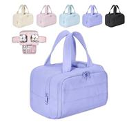 Elouva Toiletry Bag, Elouva Large-Capacity Open Travel Makeup Bag, 4-in-1 Waterproof Portable Bag, Open Toiletry Bag for Storing Toiletries(Purple)