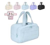 Elouva Toiletry Bag, Elouva Large-Capacity Open Travel Makeup Bag, 4-in-1 Waterproof Portable Bag, Open Toiletry Bag for Storing Toiletries(Blue)