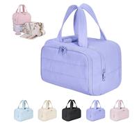 Elouva Toiletry Bag,Large Capacity Wide-Open Travel Cosmetic Bag with Hanging Hook,4-in-1 Multifunctional Lightweight Makeup Bags,with Handle for Camping, Trip for Everyday and Travellingc-D