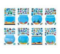 Elovara 16PCS Ocean Animal Stickers for Kids DIY Underwater Scene Party | Make a Face Stickers for Kids, DIY Underwater Scene, Fish Sticker Sheets for Birthday Party Supplies