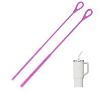 Elovara 2 Pack Reusable Silicone Straw Brush 6mm&9mm Bendable for Drinkware | Purple Food Grade Silicone Scrubber, 230°C Heat Resistant, Steel Core & Anti-Slip Texture for Bubble Tea & Metal Straws