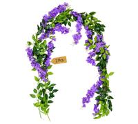 Elovara 2PCS Artificial Wisteria Vine Garland Flowers,1.8M/5.91FT | Artificial Flowers Decoration, Fake Hanging Plants for Wedding Arches, Parties, Gardens, Home or Bedroom Wall Decor (Lilac)
