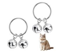 Elovara 2PCS Extra Loud Cat & Dog Bell for Collar， for Dogs and Kittens | High Audibility Pet Tracker & Bird Saver，Durable Brass Collar Charms ，with Easy Clip Clasps，Silver
