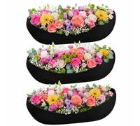 Elovara 3PCS Hanging Basket Liners 24 Inch, Black Flower Basket Liner | Wall Mounted Planter Liners Replacement, Non-Woven Hanging Plant Liner, Garden Trough Liners for Outdoor Plant Pot