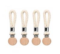 Elovara 4 Pack Beige Tea Towel Clips, Cotton Rope Hooks for Towel Storage | Hanging Tea Towel Clips with Kitchen Hand Towels & Dishcloth Holders for Bathrooms, No-Drill Towel Racks & Hanger Clips