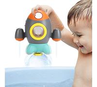 Elovien Baby Bath Toys, Space Rocket Water Play Toys for Toddlers, Bathtub Toy with Rotating Fountain, Kids Shower Bath Toy for Boys and Girls 1, 2, 3 and 4+ Year Olds (Grey)