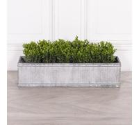 Elowen Vintage Rustic Style Galvanised Metal Tin Ribbed Window Box Planter Large