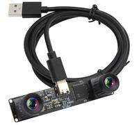 ELP 210fps Monochrome Global Shutter USB Camera Module - Dual Lens Synchronization B/W Web for PC, 800P 120fps Lightburn, USB2.0 OmniVision OV9281 Binocular (83 No Distortion Lens)