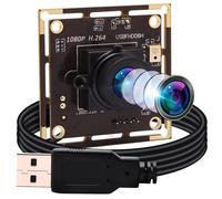 ELP 2MP USB Camera Module 1080P H.264 Webcam Low Light USB Camera with 100 Degree Lens for Windows Linux Raspberry Pi, Plug and Play Mini Security Webcam for Home