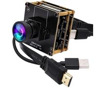 ELP 4K HDMI USB Camera Wide Angle for Computer Monitor Simultaneous Output Mini PC Camera UVC USB 2.0 Lightburn Camera 2X Digital Zoom Webcam Board H.265 8MP CCTV USB Security Camera for Laptop