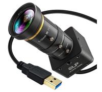 ELP Global Shutter USB3.0 Camera, 5MP 60fps, 10x manual 5-50mm varifocal, motion capture for industrial image processing, golf swing, plug & play compatible, compatible with various systems