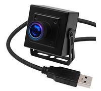 ELP Mini Aluminum Black Case USB Security Camera with 170degree Wide Angle Fisheye Lens USB2.0 Lightburn Camera for Home Security and Machine Vision System,9.9ft/3m Cable for PC, Laptop, Jetson Nano